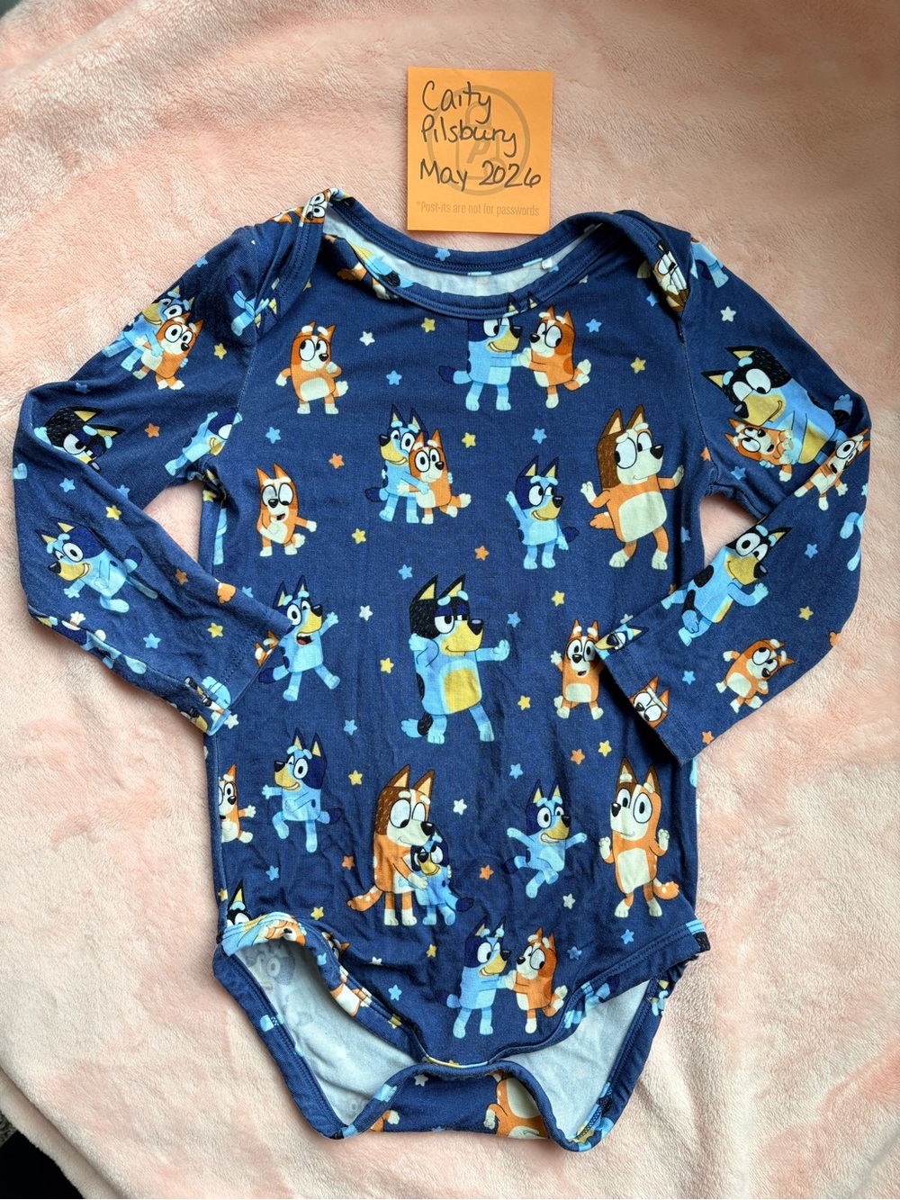 Little Sleepies Navy Blue Long-Sleeve One-Piece with Bluey Characters